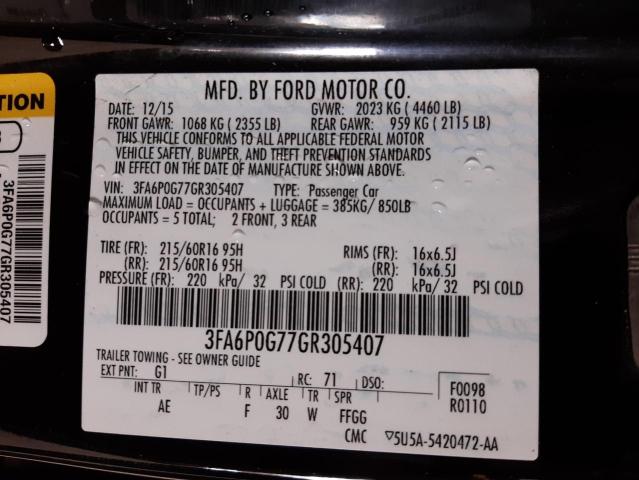 2016 FORD FUSION S 3FA6P0G77GR305407