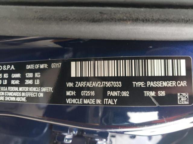 2018 ALFA ROMEO GIULIA QUA ZARFAEAV2J7567033