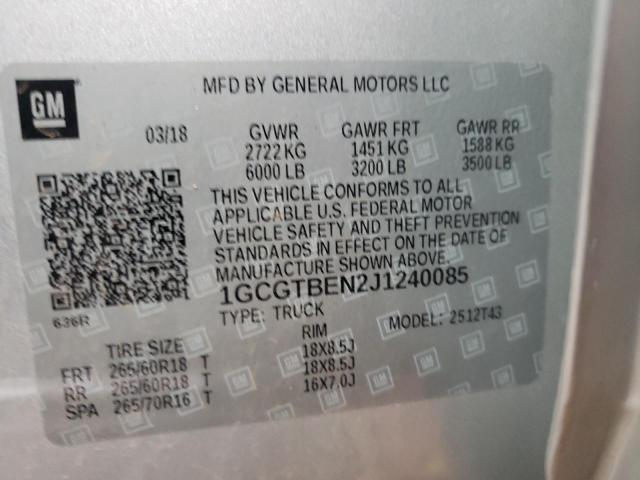 2018 CHEVROLET COLORADO - 1GCGTBEN2J1240085