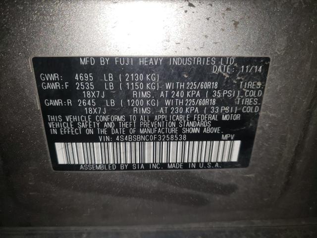 2015 SUBARU OUTBACK 2. 4S4BSBNC0F3258538