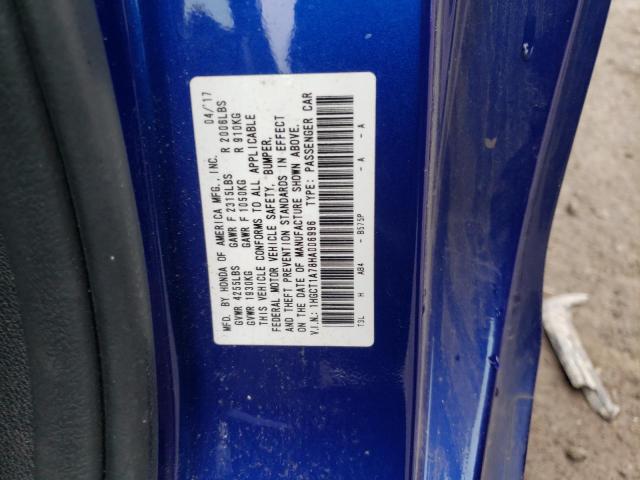 1HGCT1A78HA006996 Honda Accord Ex 2017. Фото: 9