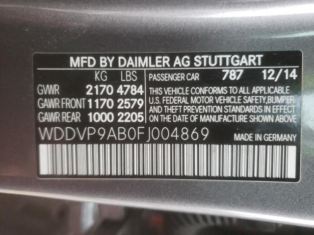 2015 MERCEDES-BENZ B ELECTRIC WDDVP9AB0FJ004869