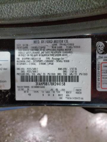 3FAHP08178R244158 Ford Fusion Sel 2008. Фото: 9