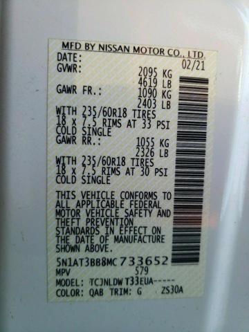 2021 NISSAN ROGUE SV 5N1AT3BB8MC733652