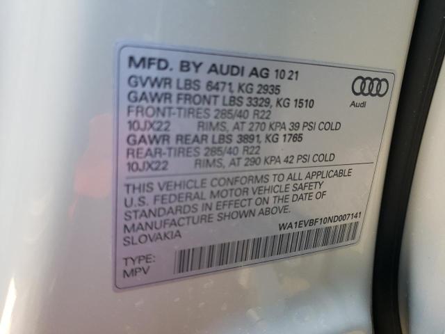 2022 AUDI Q8 WA1EVBF10ND007141