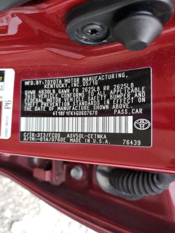 2016 TOYOTA CAMRY LE - 4T1BF1FK4GU607670