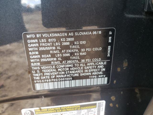 2016 VOLKSWAGEN TOUAREG SP WVGEF9BP0GD001005