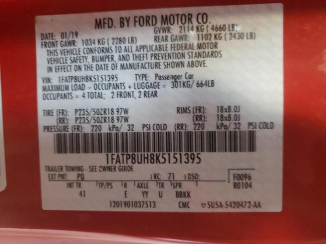 1FATP8UH8K5151395 Ford Mustang 2019. Фото: 9