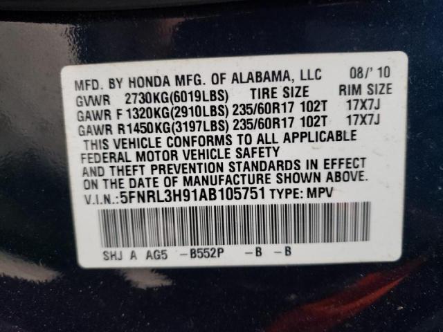 5FNRL3H91AB105751 Honda Odyssey To 2010. Фото: 9