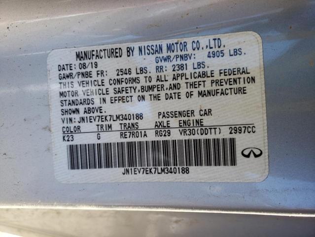 2020 INFINITI Q60 PURE JN1EV7EK7LM340188