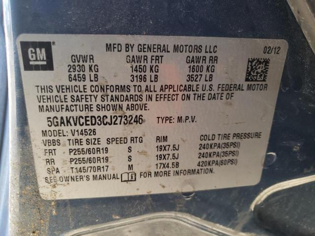 5GAKVCED3CJ273246 Buick Enclave 2012. Фото: 9
