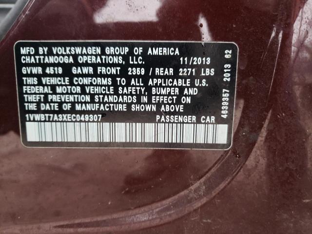 1VWBT7A3XEC049307 Volkswagen Passat Se 2014. Фото: 9