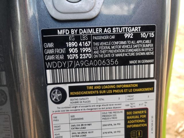 2016 MERCEDES-BENZ AMG GT S WDDYJ7JA9GA006356