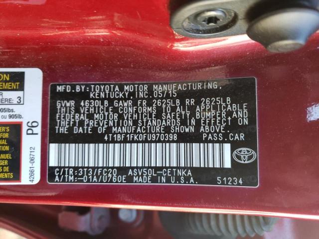 2015 TOYOTA CAMRY LE - 4T1BF1FK0FU970398