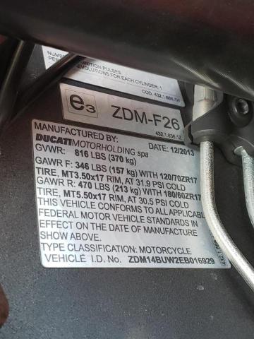 2014 DUCATI 899 PANIGA ZDM14BUW2EB016929