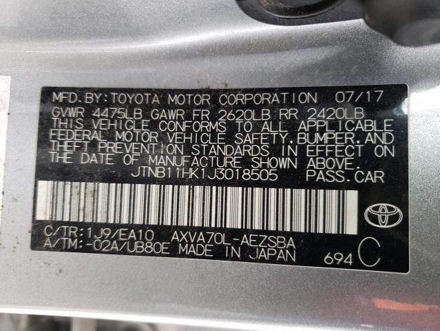 JTNB11HK1J3018505 Toyota Camry L 2018. Фото: 9