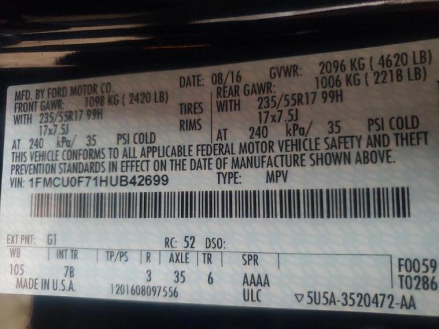 2017 FORD ESCAPE S 1FMCU0F71HUB42699