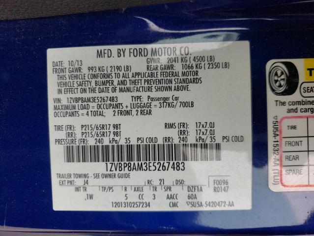 1ZVBP8AM3E5267483 Ford Mustang 2014. Фото: 9