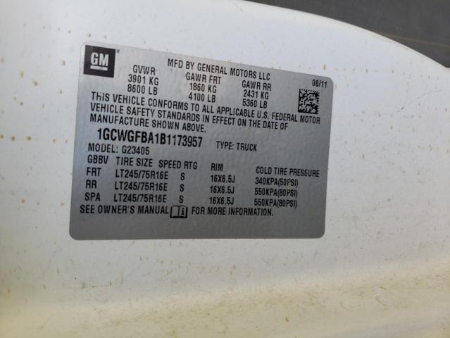 1GCWGFBA1B1173957 Chevrolet Express G2 2011. Фото: 9