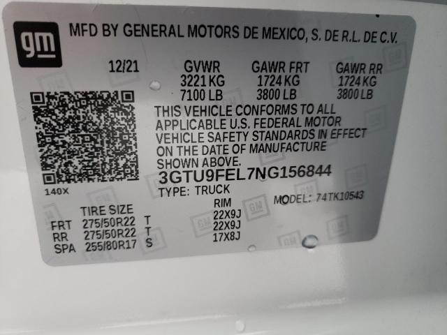 2022 GMC SIERRA 150 3GTU9FEL7NG156844