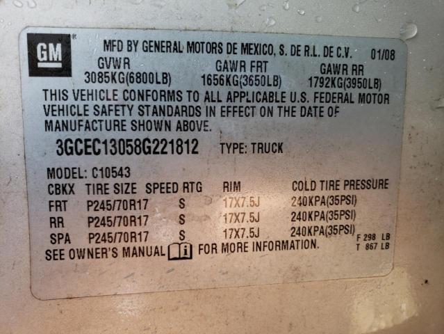 3GCEC13058G221812 Chevrolet Silverado 2008. Фото: 9