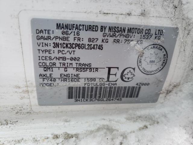 2016 NISSAN MICRA 3N1CK3CP6GL264745