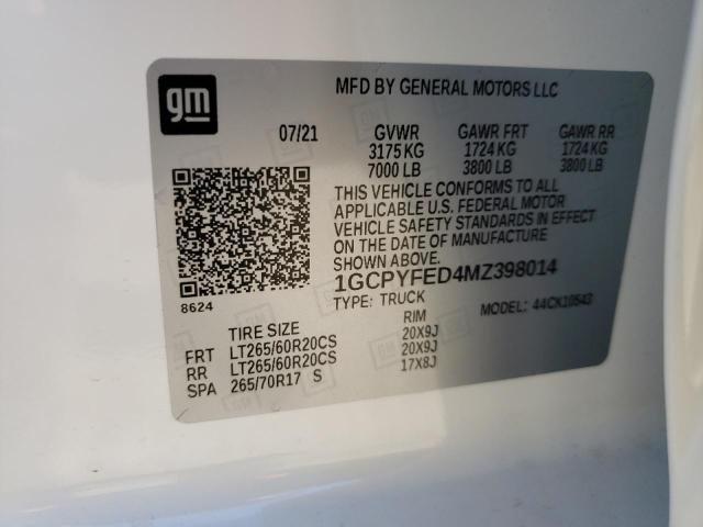 2021 CHEVROLET SILVRDO LT 1GCPYFED4MZ398014