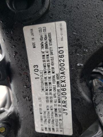 2003 YAMAHA YZFR6 L JYARJ06EX3A002601