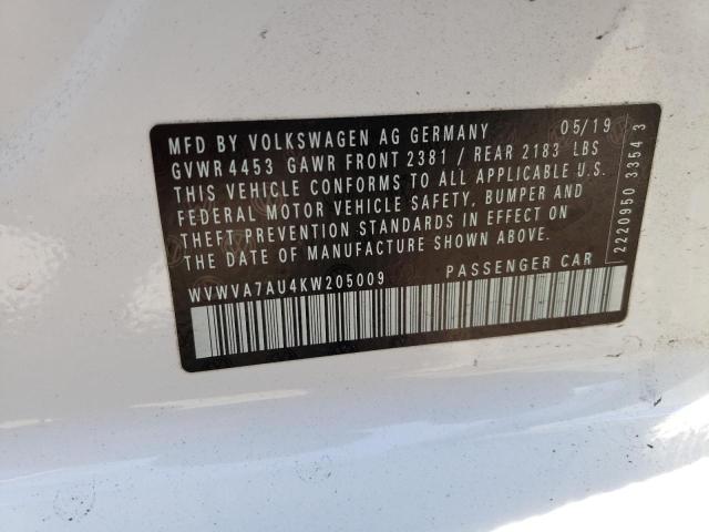 2019 VOLKSWAGEN GOLF R WVWVA7AU4KW205009