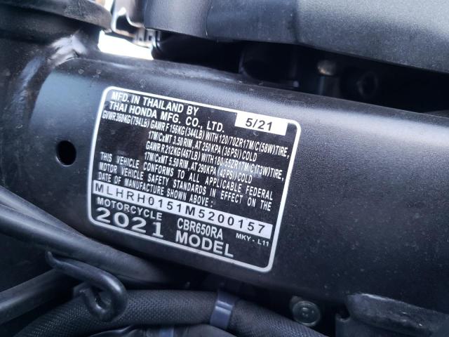 2021 HONDA CBR650 RA MLHRH0151M5200157