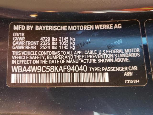 2019 BMW 440XI WBA4W9C58KAF94040