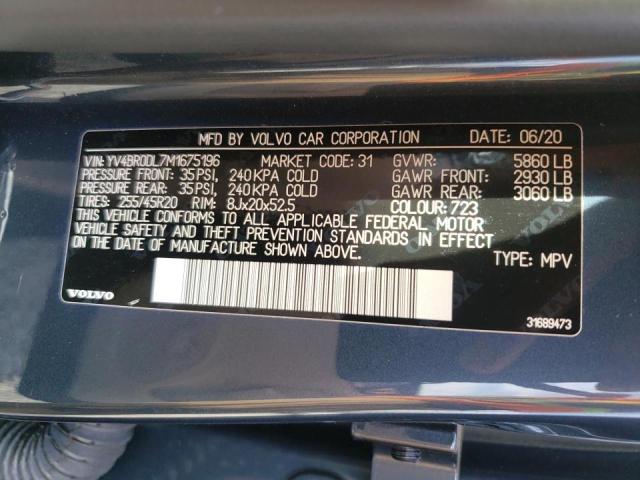 2021 VOLVO XC60 T8 RE YV4BR0DL7M1675196