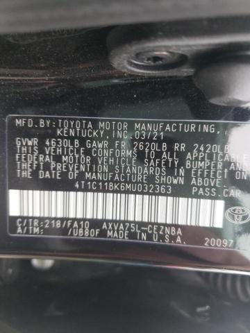 2021 TOYOTA CAMRY LE 4T1C11BK6MU032363
