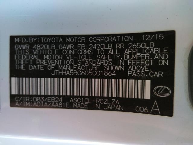 2016 LEXUS RC 200T - JTHHA5BC6G5001864