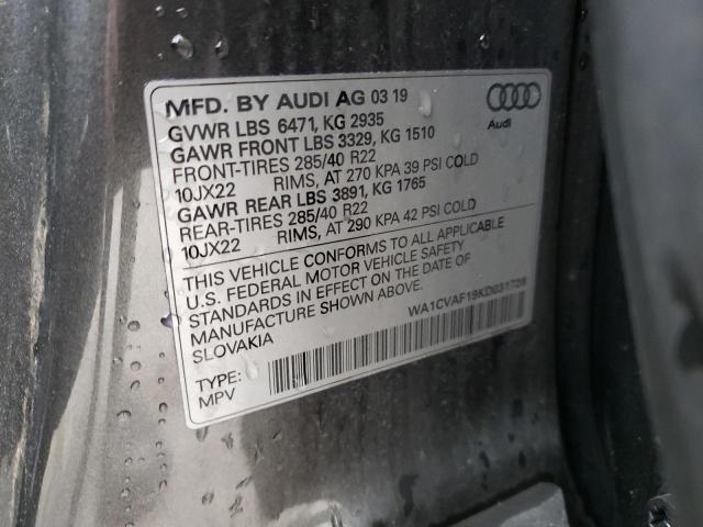 2019 AUDI Q8 PRESTIG WA1CVAF19KD031726
