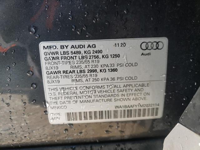 2021 AUDI Q5 PREMIUM WA1BAAFY1M2032114
