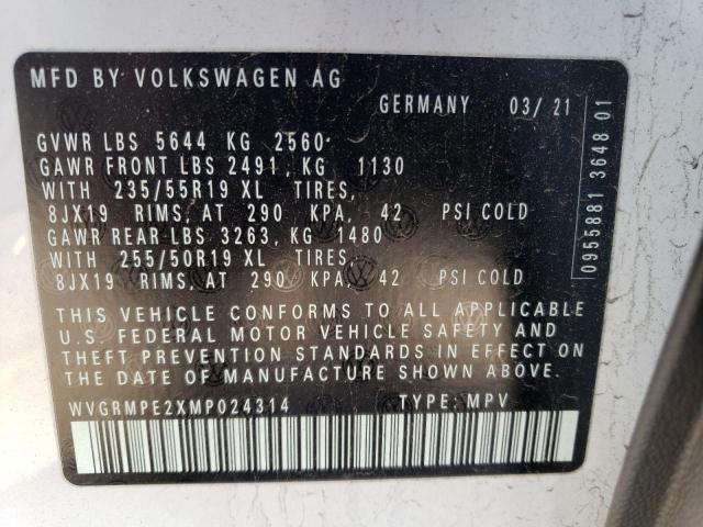 2021 VOLKSWAGEN ID.4 PRO WVGRMPE2XMP024314