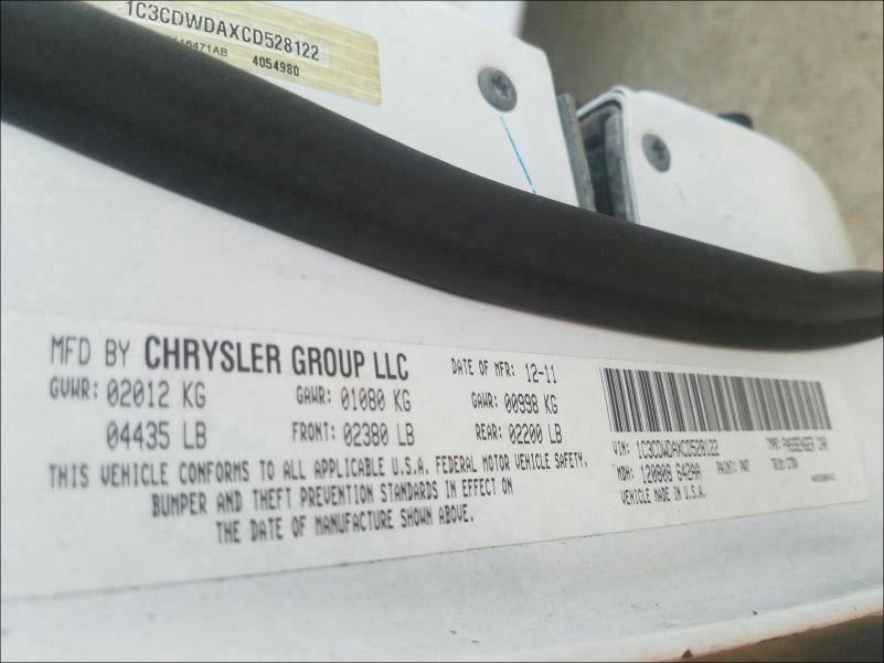 2012 DODGE CALIBER SX 1C3CDWDAXCD528122