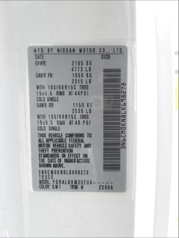 2020 NISSAN NV200 2.5S 3N6CM0KN8LK698278