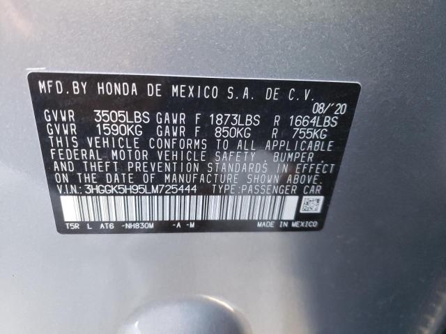 2020 HONDA FIT EXL 3HGGK5H95LM725444