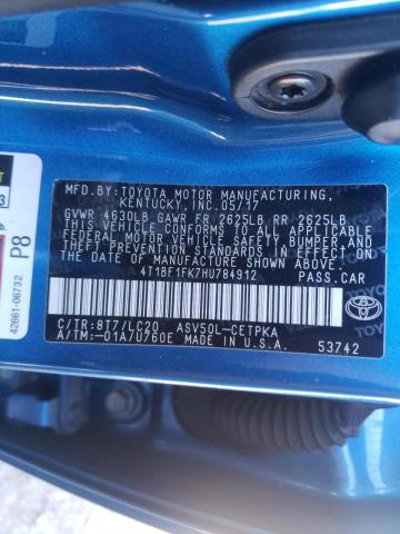 4T1BF1FK7HU784912 Toyota Camry Le 2017. Фото: 9