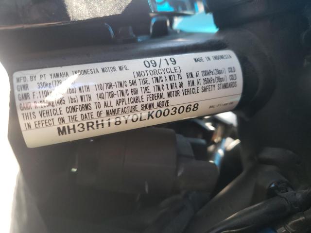 2020 YAMAHA YZFR3 A MH3RH18Y0LK003068