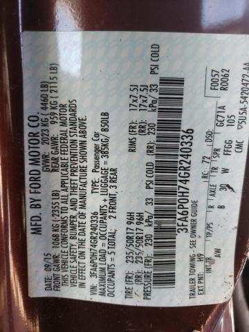 2016 FORD FUSION SE - 3FA6P0H74GR240336
