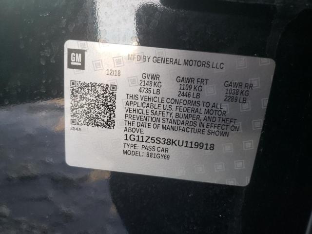 2019 CHEVROLET IMPALA LT 1G11Z5S38KU119918