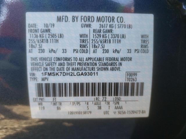 1FMSK7DH2LGA93011 Ford Explorer X 2020. Фото: 9