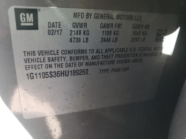 1G1105S36HU189260 Chevrolet Impala Lt 2017. Фото: 9