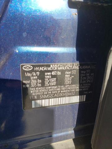 5NMS2CAD2KH124652 Hyundai Santa Fe S 2019. Фото: 9