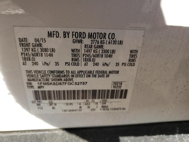 1FM5K8D87FGC52757 Ford Explorer X 2015. Фото: 9