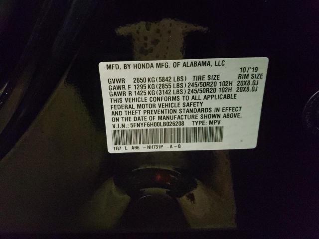 2020 HONDA PILOT ELIT 5FNYF6H00LB026208