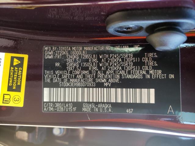 5TDDK3EH9BS070933 Toyota Highlander 2011. Фото: 9